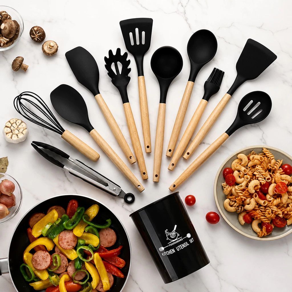 Kit Utensílios de Cozinha Silicone 12 Peças